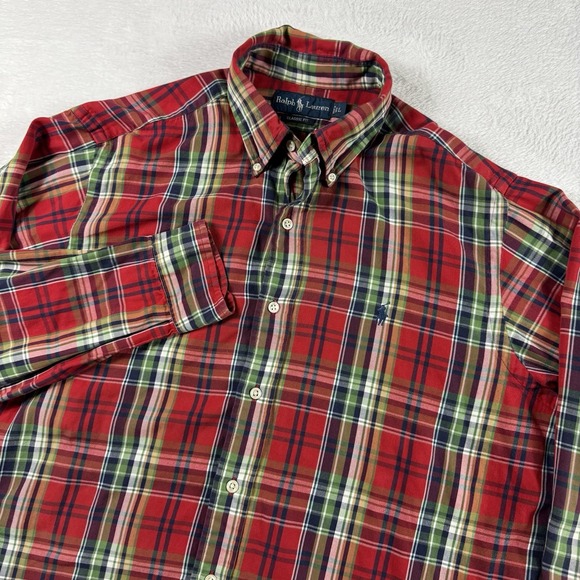 Lauren Ralph Lauren Other - Ralph Lauren‎ Shirt Mens Large Red Plaid Button Down Pony Classic Fit Preppy